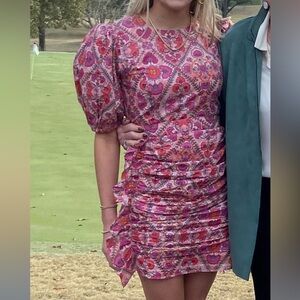 Floral Pink Puff Sleeve Dress